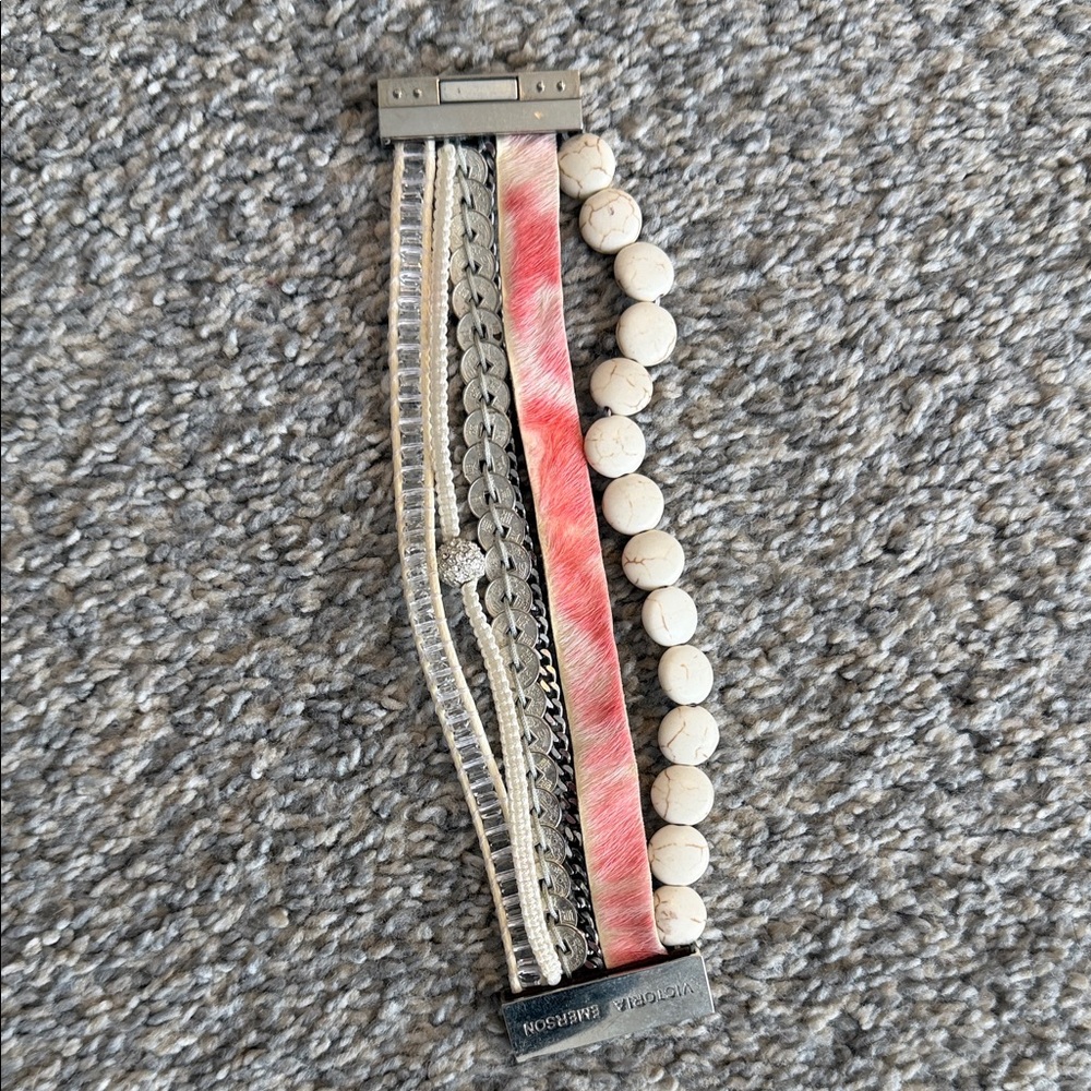 Victoria Emerson Coral and Silver Bracelet